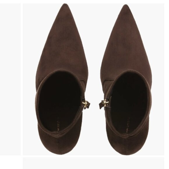 Good American Icon Bootie Suede Chocolate Brown Heeled Pointy NEW NIB - Picture 4 of 10